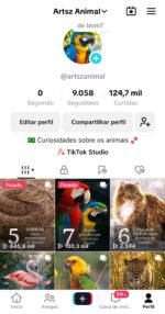 CONTA TIKTOK | 9.1K+ SEG👥 | 125.9K CURT❤️ | CURIOSIDADES SOB ANIMAIS 🐾|+100K VIEWS SEMANAIS | ENGAJAMENTO📢