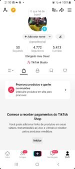 CONTA DO TIKTOK COM SHOP ATIVO +4,7K SEGUIDORES (ENGAJAMENTO REAL)