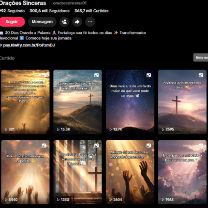 CONTA TIKTOK | 300,6K SEG | 365,7K  CURT | ORAÇÕES & CONTEÚDO CRISTÃO 🙏 | PERFIL GRANDE E ESCALÁVEL 🚀