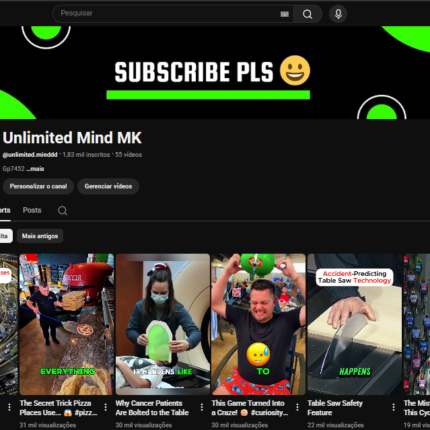 Conta Youtube 1800 Inscritos Estados Unidos