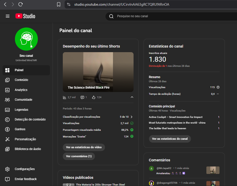 Captura de tela 2026-04-10 135909 Conta Youtube 1800 Inscritos - Imagem 1