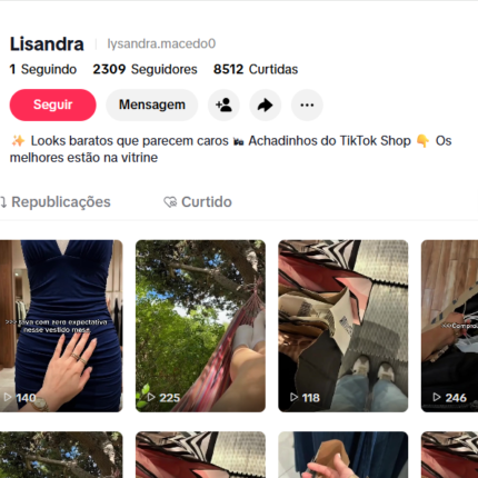 Conta já monetizada no tiktokshop com 2309 Seguidores