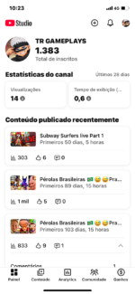 Canal 1.3 mil inscritos + 1.2 milhões de visualizações, +486 Horas, Canal já Engajado!!!