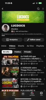 Canal Youtube 160 MIl Inscritos webdocs com vídeos virais consolidado no nicho de curiosidades, investigação e temas polêmicos