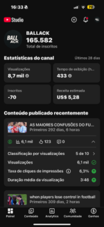 Ballack Canal Youtube de Futebol Monetizado e Verificado com 165 Mil Inscritos - Imagem 2