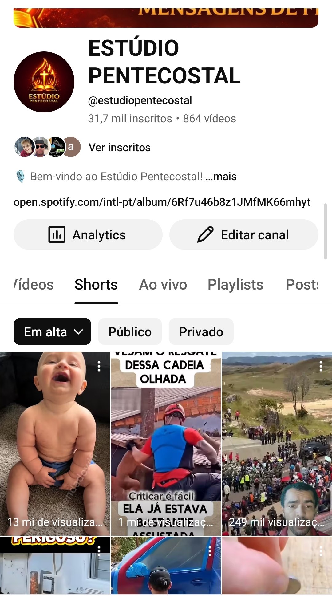 Screenshot_2026-04-09-20-56-49-672_com.google.android.youtube-edit CANAL YOUTUBE À VENDA – ALTO ENGAJAMENTO + VÍDEOS VIRAIS (ATÉ 13 MILHÕES DE VIEWS) - Imagem 1