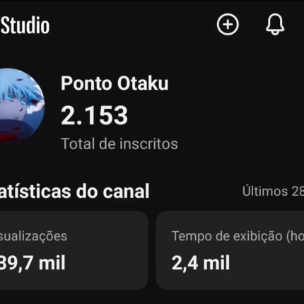 OPORTUNIDADE] Canal de Anime ⛩️ | +2.100 Subs | 540K Views/Mês 🚀 | Engajamento EXPLOSIVO!