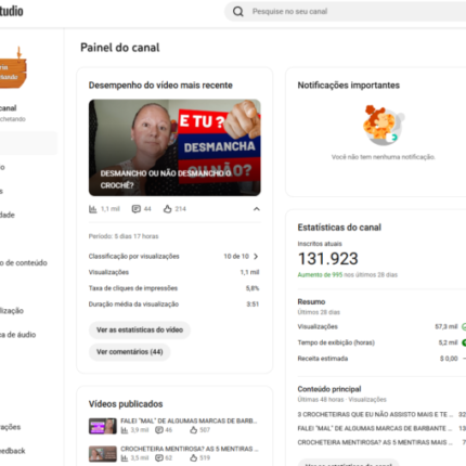 Canal Croche 131.000 inscritos Monetizado