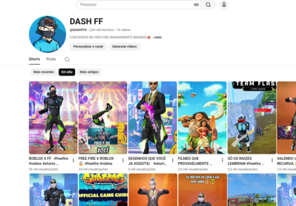 Canal YouTube Free fire - 2.6k Inscritos | Shortes Ativos | ótimo engajamento