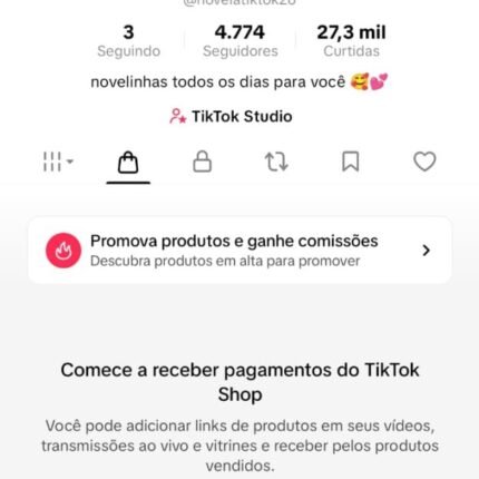 CONTA TIKTOK SHOP ATIVO 4,7K DE SEGUIDORES, PÚBLICO FEMININO
