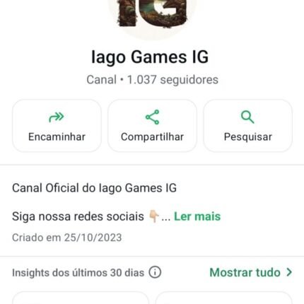 Canal Whatsapp com 1 k seguidores