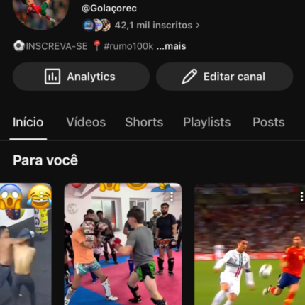Canal Youtube Monetizado Entretenimento/futebol/Lutas 42mil inscritos (monetizado)
