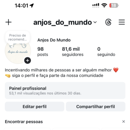 Conta Instagram em grande crescimento