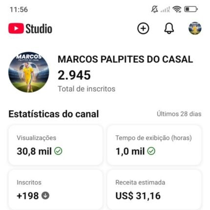 Canal monetizado de palpites de futebol