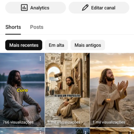 Canal YouTube 1 k religião