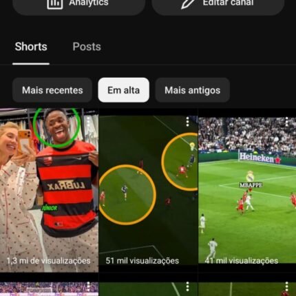 Conta do YouTube (Nicho Futebol) quase 4 mil inscritos