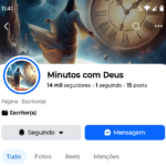 Página Facebook Minutos com Deus com 14 Mil Seguidores
