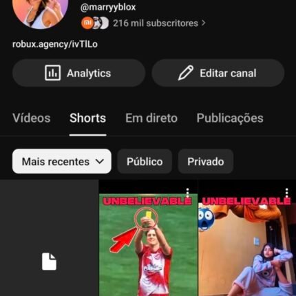 CANAL COM 216MIL inscritos, BARATO