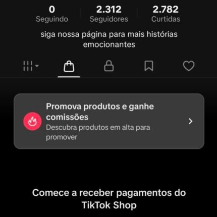 CONTA COM TIKTOK SHOP ATIVO + 2,3K DE SEGUIDORES PRONTA PARA VENDER NO SHOP!!! (Oferta Imperdível)