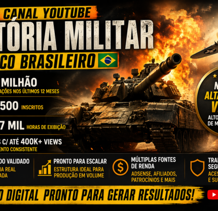 Canal YouTube História Militar (BR) | +1.5M Views/Ano | +18K Inscritos | Alto Potencial de Monetização
