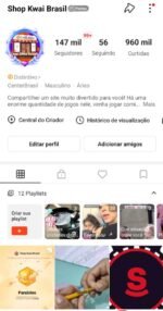 Conta no Kwai 147mil inscritos e 960mil curtidas