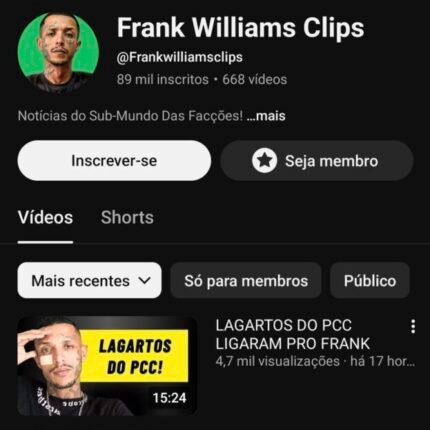 CANAL DO YOUTUBE 89K INSCRITOS