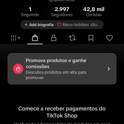 CONTA DO TIKTOK COM SHOP ATIVO 3K SEGUIDORES +42,8K CURTIDAS (ENGAJAMENTO REAL)