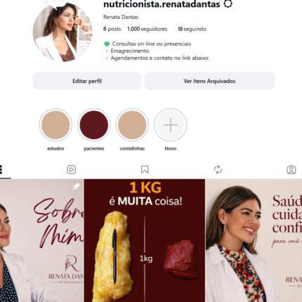 Vendo meu Instagram Nutricionista 1K / Ótimo Nível de Interação e Consistência