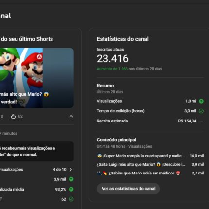 Vendo Canal shorts Geek Geral Monetizado 23k