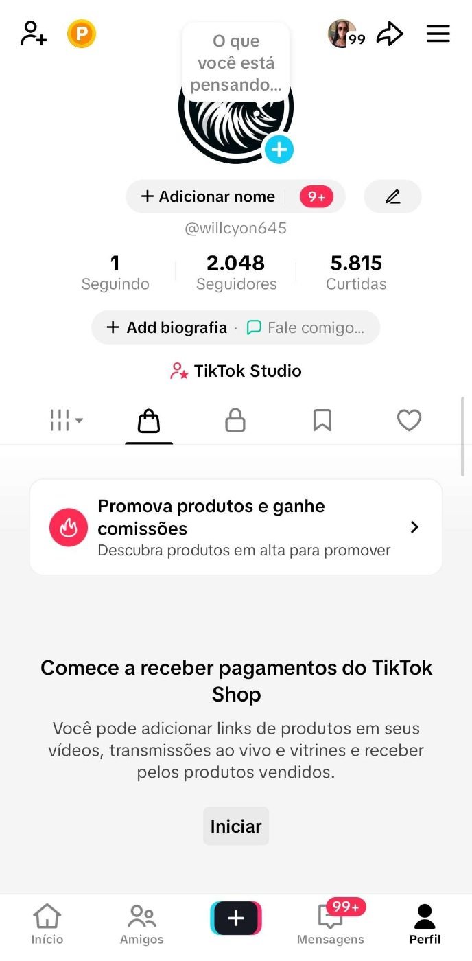 @willcyon645_print_1 CONTA DO TIKTOK COM SHOP ATIVO +2K SEGUIDORES (ENGAJAMENTO REAL) - Imagem 1