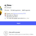 Instgram pessoal ativo, com mais de 10 mil seguidores