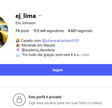 Instgram pessoal ativo, com mais de 10 mil seguidores