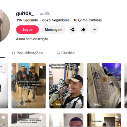 Conta do tiktok com mais de 100 mil curtidas e quase 7 mil seguidores, conta movimentada e com muito engajamento 