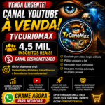 🚨 CANAL YOUTUBE 4,5 MIL INSCRITOS À VENDA 🚀 | NICHO CURIOSIDADES E MISTÉRIOS | TVCURIOMAX