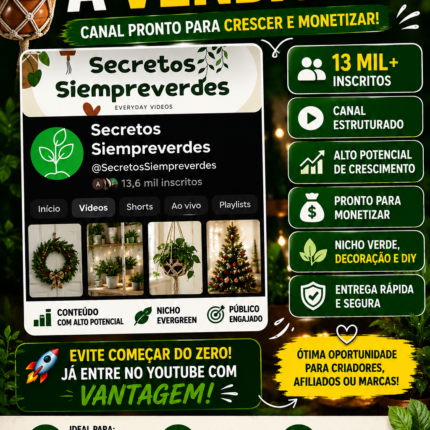 🌿 VENDO CANAL YOUTUBE PRONTO COM 13 MIL INSCRITOS | NICHO VERDE & DIY 🌿