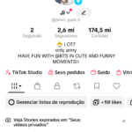 TikTok 2.6M Monetizado, faturamento mensal varia de 500 a 3500 mensal depende do fluxo postagem