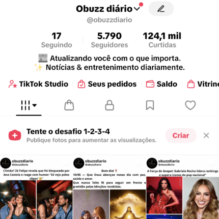 Conta TikTok com 5.700 seguidores