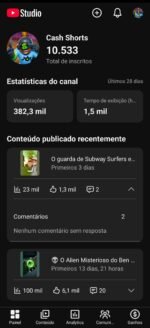 Canal YouTube 10K Inscritos e 382 Mil Views Shorts Viral Crescimento Rápido - Imagem 2