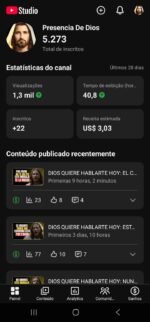 Canal Em Espanhol Monetizado No Nicho De Oração Com 5.270 Inscritos
