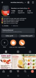 Página No Instagram No Nicho De Saúde Com 413k De Seguidores e Crescendo Diariamente ! Grande Oportunidade