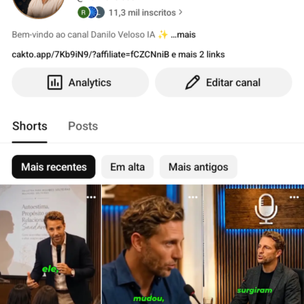 Canal com alto engajamento mais de 11 k com poucos vídeos