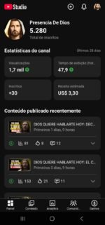 Canal Dark Em Espanhol Monetizado No Nicho De Oração Com 5.280 Inscritos