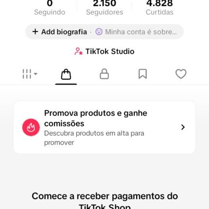 CONTA TIKTOK SHOP BR 2.150 SEGUIDORES