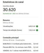 CANAL YOUTUBE 30.6K SUBS | +4.8 MILHÕES DE VIEWS |NICHO NATUREZA & PREDADORES | ALTO ENGAJAMENTO 🦁🔥