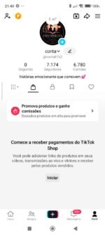 CONTA COM TIKTOK SHOP ATIVO + 7.1K DE SEGUIDORES PRONTA PARA VENDER NO TIKTOK SHOP MUITO ENGAJADA!!! Tá subindo muito!! (Oferta imperdível)
