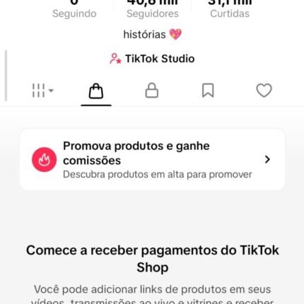 CONTA COM TIKTOK SHOP ATIVO MUITO ENGAJADA + 40.6K DE SEGUIDORES PRONTA PARA VENDER NO TIKTOK SHOP!!!! (Oferta única)
