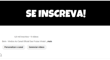 CANAL YOUTUBE 6,2K DE INSCRITOS E 135K DE VIEWS!