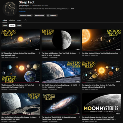 Canal Youtube Inglês - Nicho de Astronomia (Para dormir) - Monetizado, sem restrições. Alto RPM (15 a 25 dólares)