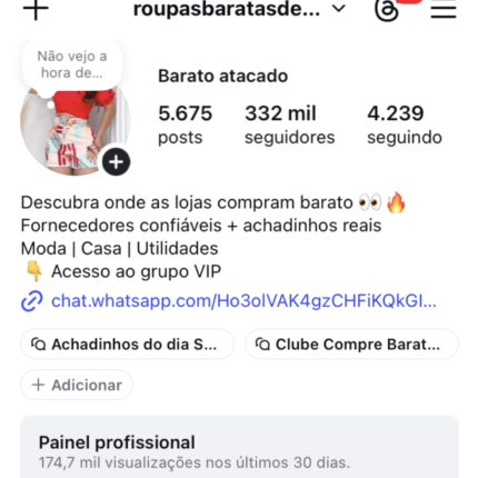 Perfil Instagram com 332 mil seguidores — Já faturou mais de 100 k