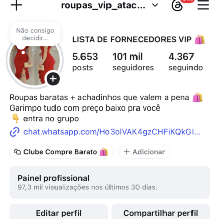 Perfil com 101 mil seguidores